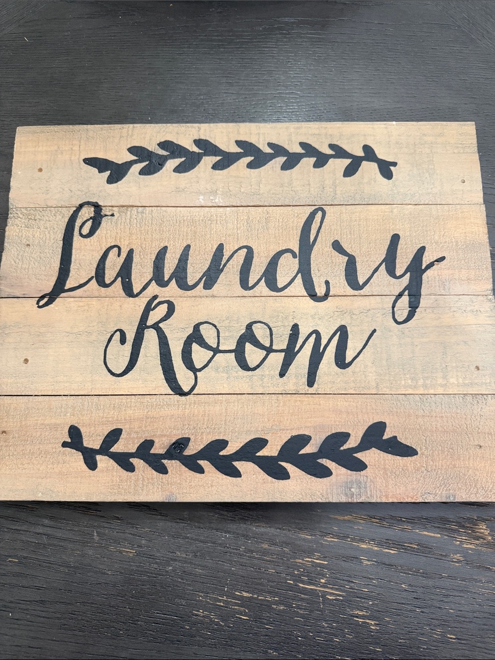 Laundry Room Wooden Wall Sign - Black Lettering